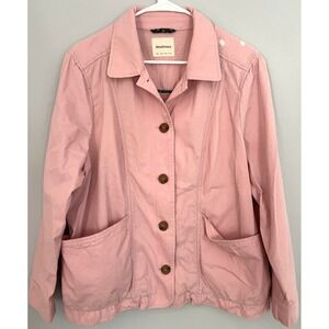 WoolOvers Jacket Women XL Button Front Utility Pocket Workwear Bleach Spot Flaw?